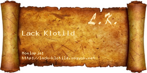 Lack Klotild névjegykártya